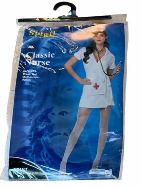 Spirit Halloween Classic Nurse Costume Adult XL 14-16 Dress Hat Stethoscope